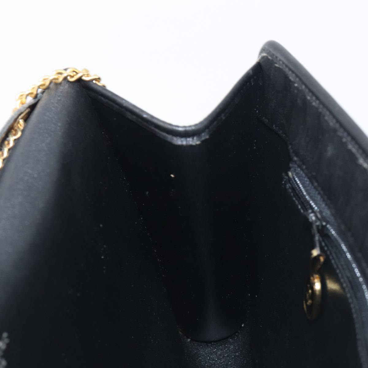 Christian Dior Trotter Canvas Chain Shoulder Bag Black Gold Auth 200920