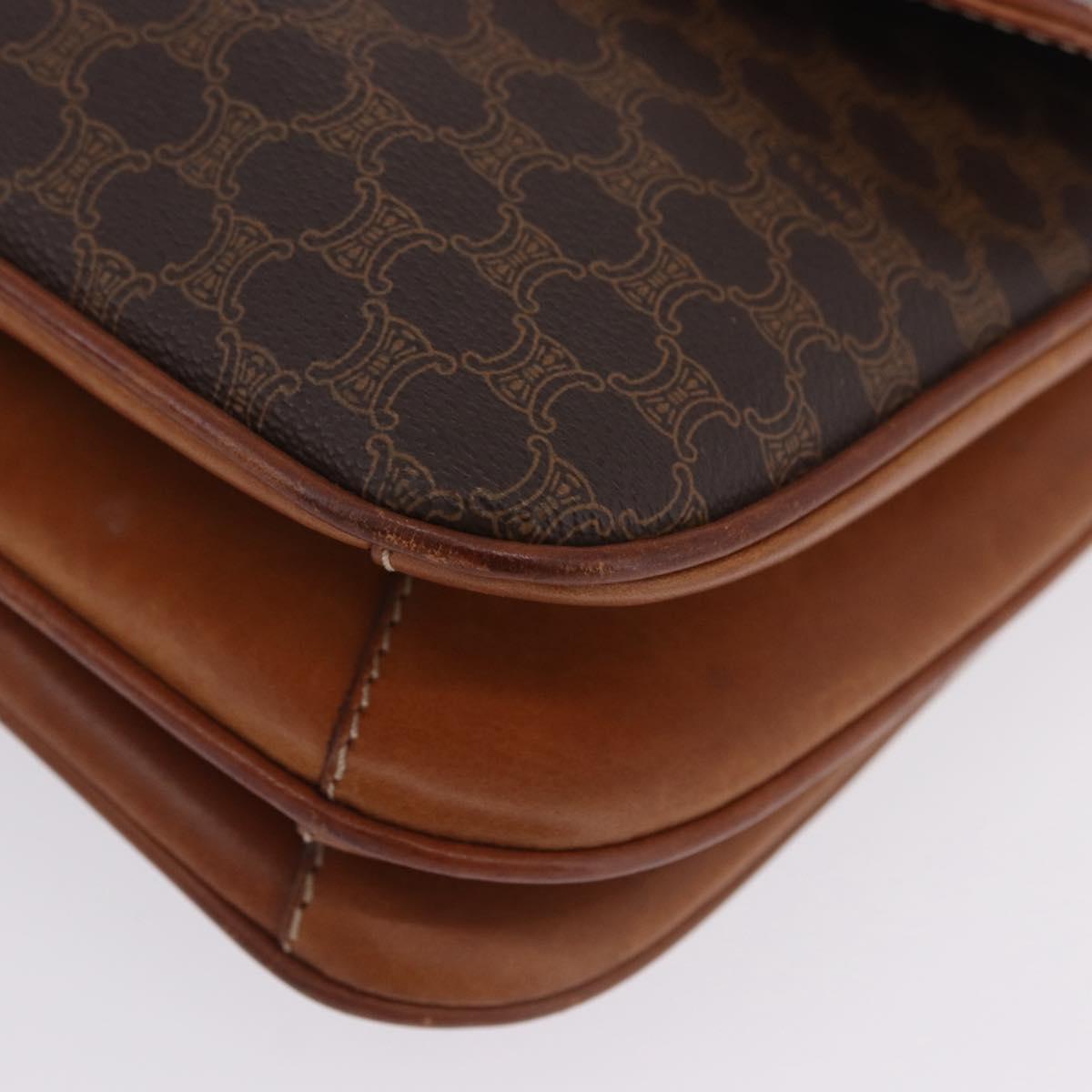 CELINE Macadam Canvas Shoulder Bag PVC Leather Brown Gold Auth 200927
