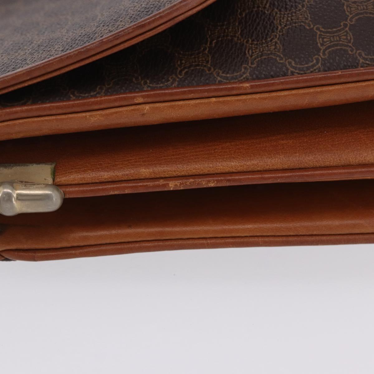 CELINE Macadam Canvas Shoulder Bag PVC Leather Brown Gold Auth 200927