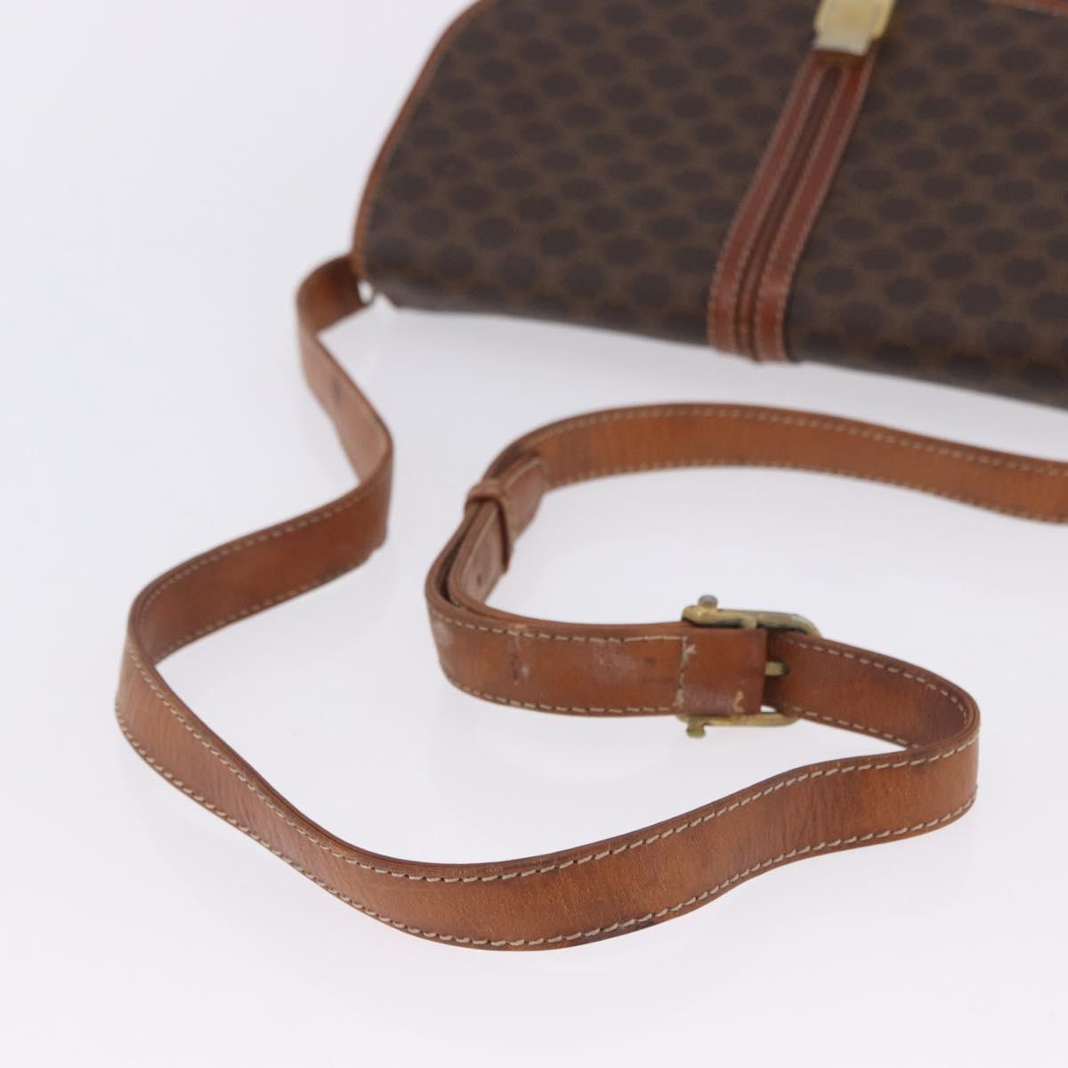 CELINE Macadam Canvas Shoulder Bag PVC Leather Brown Gold Auth 200927