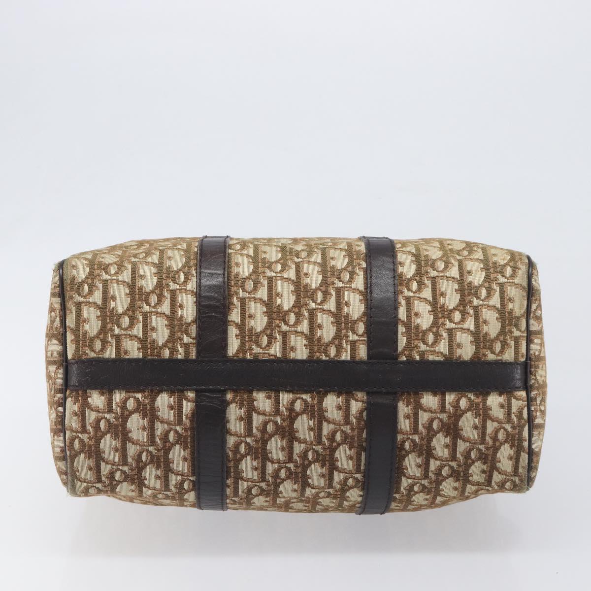 Christian Dior Trotter Canvas Boston Bag Beige Gold Auth 200928