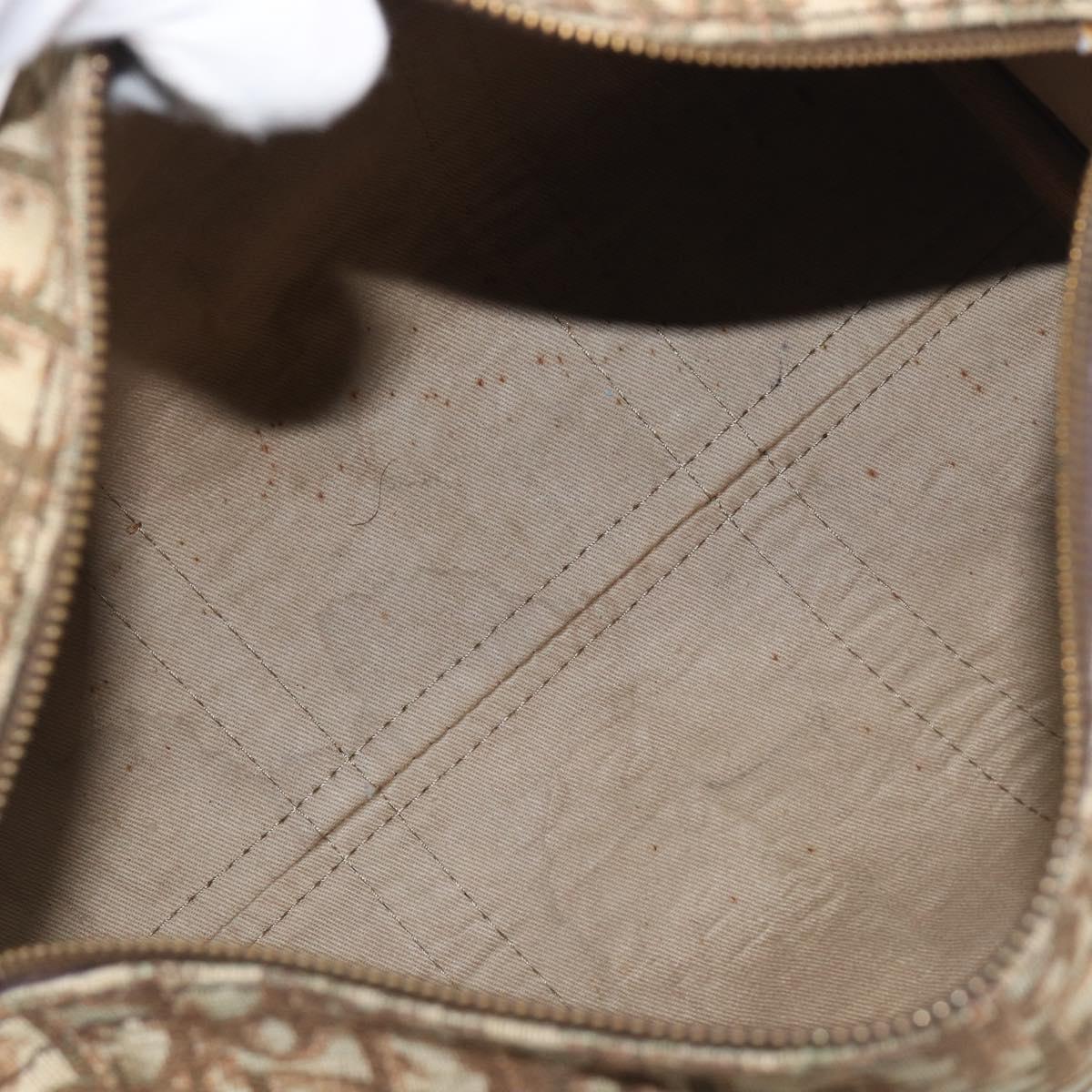 Christian Dior Trotter Canvas Boston Bag Beige Gold Auth 200928