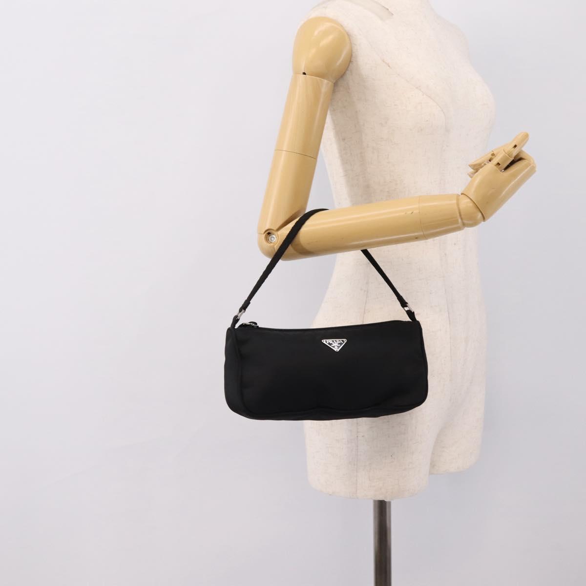 PRADA Accessory Pouch Nylon Black Silver Auth 200929V