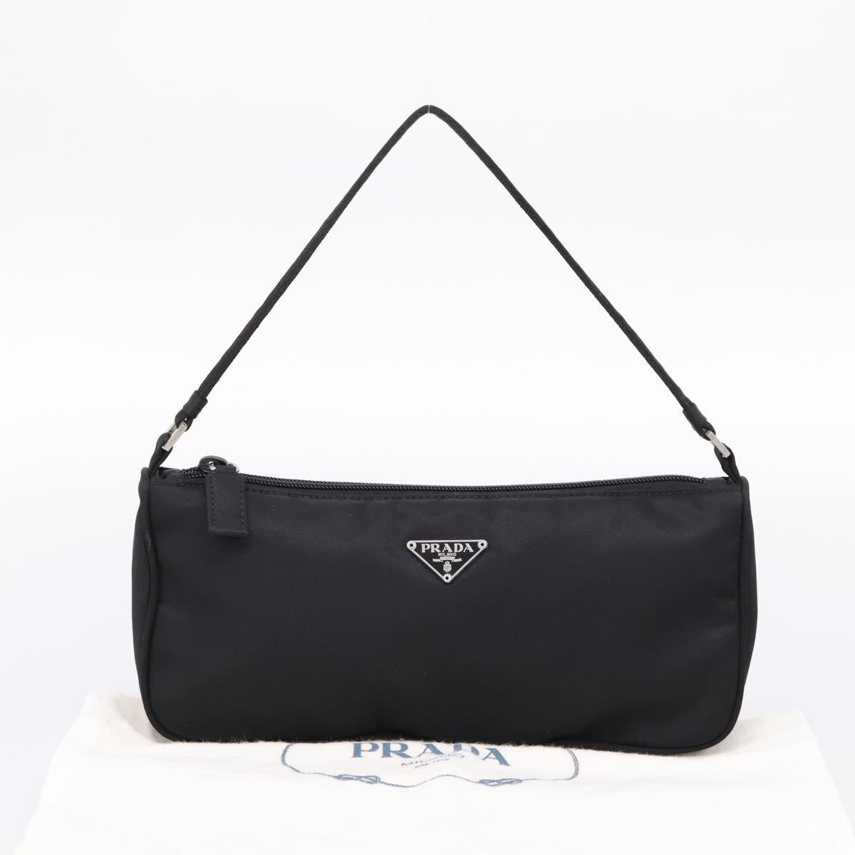 PRADA Accessory Pouch Nylon Black Silver Auth 200929V