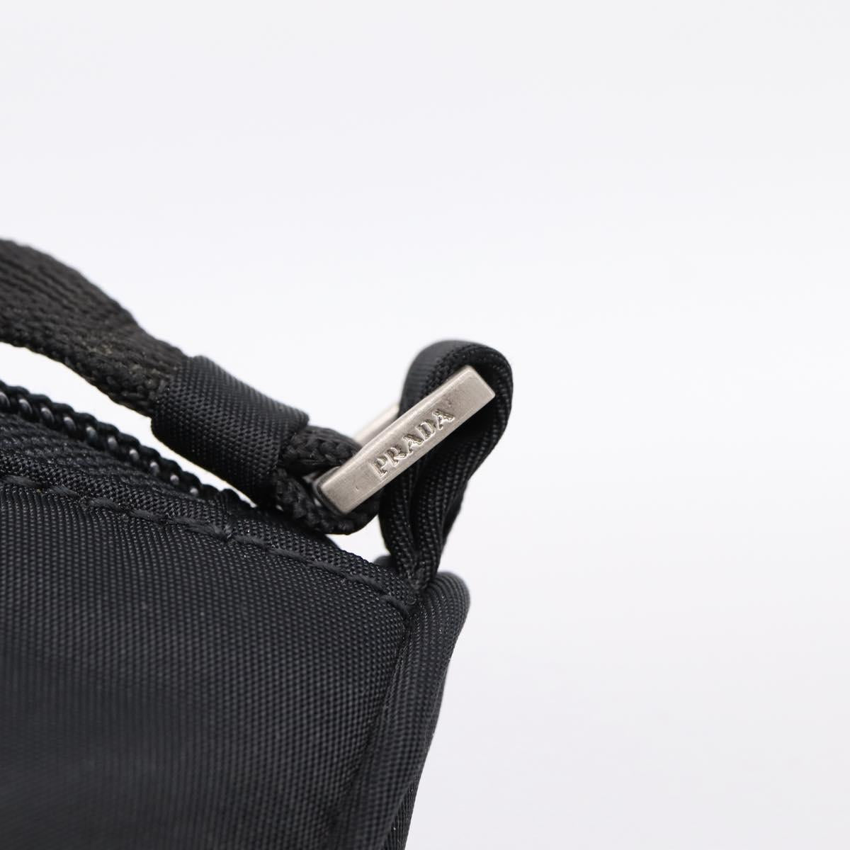 PRADA Accessory Pouch Nylon Black Silver Auth 200929V