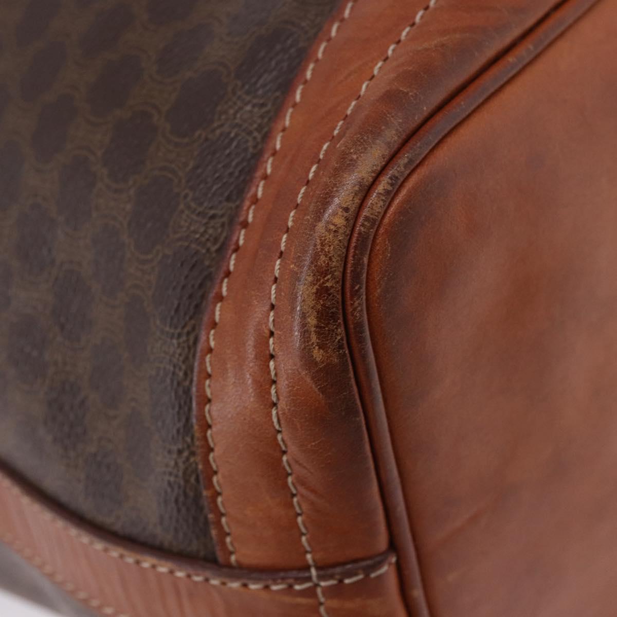 CELINE Macadam Shoulder Bag PVC Leather Brown Gold Auth 200933