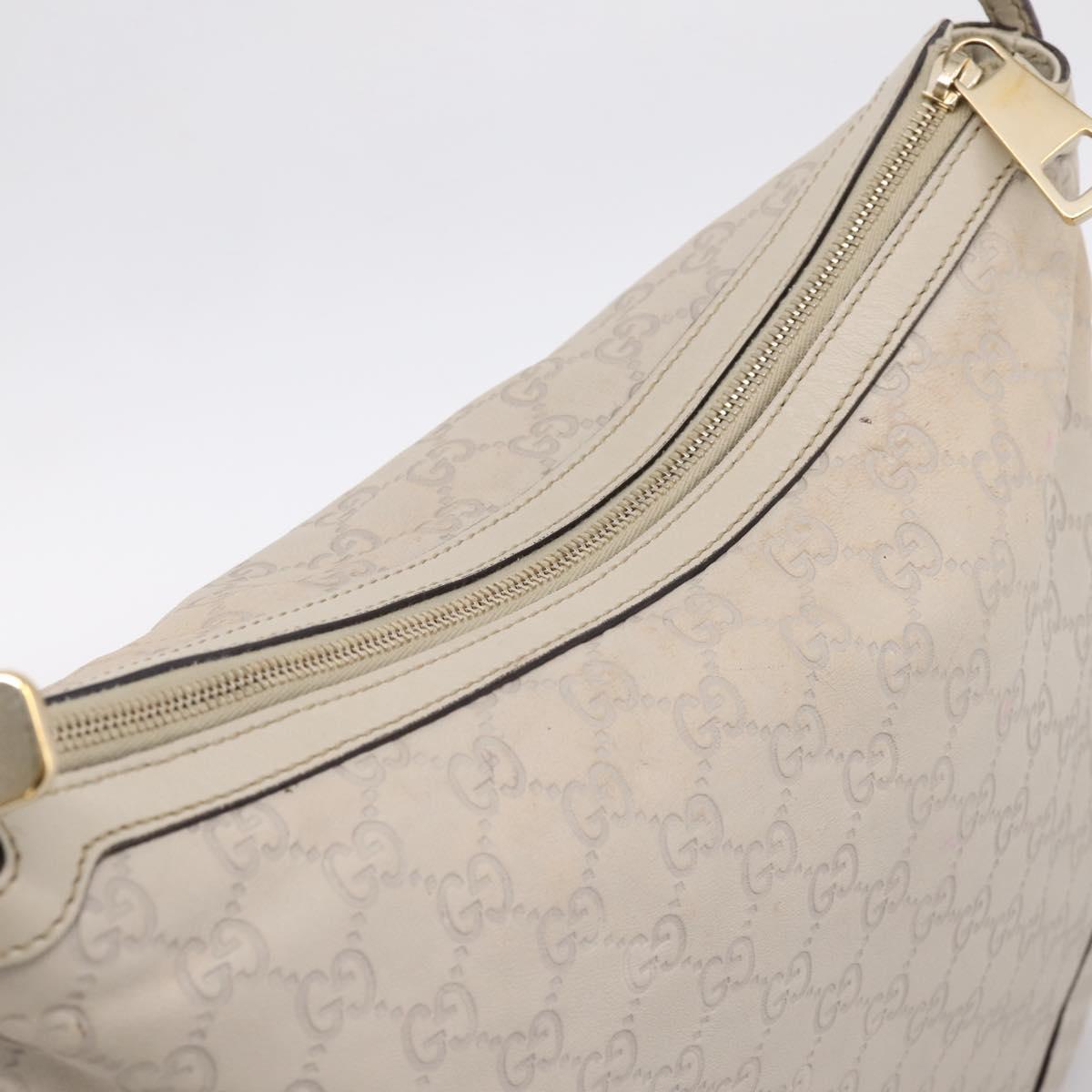 GUCCI GG Canvas Guccissima Shoulder Bag Leather Ivory Gold Auth 200934A