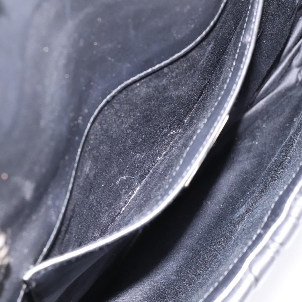 Miu Miu Matelasse Chain Shoulder Bag Leather Black Silver Auth 200939M