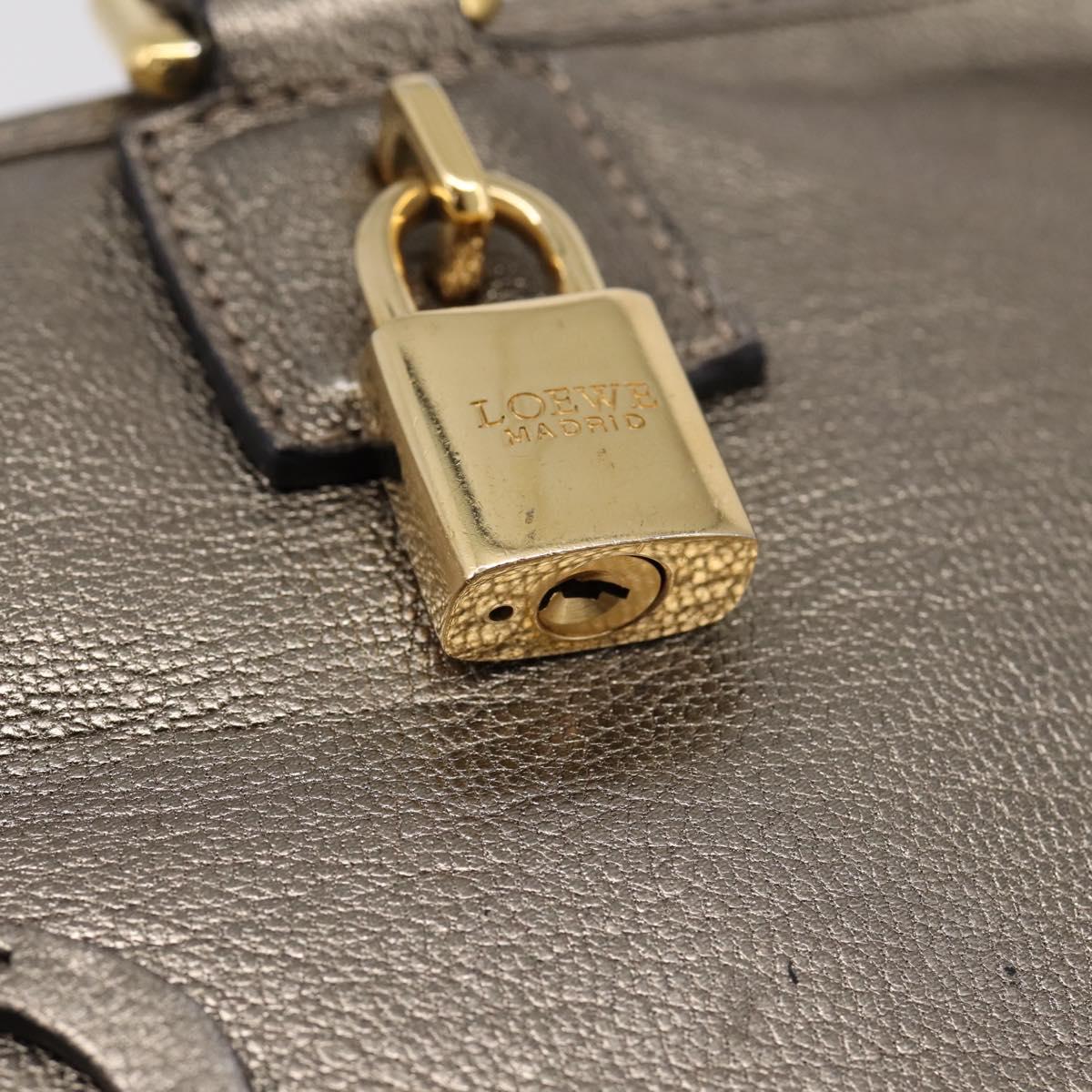 LOEWE Amazona 36 Hand Bag Leather Gold Silver Auth 200941