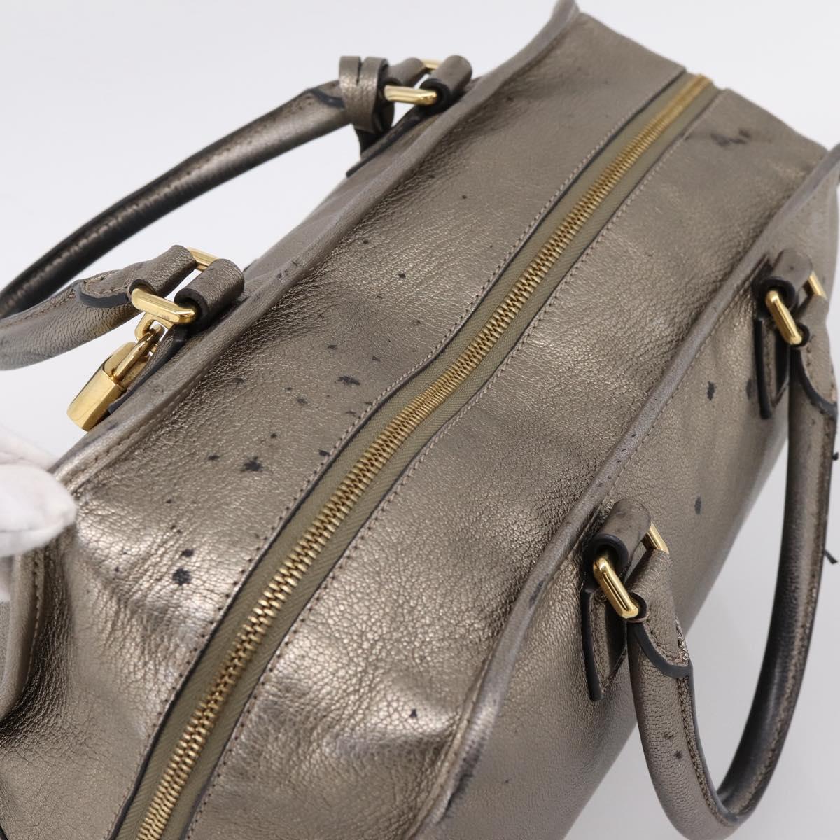 LOEWE Amazona 36 Hand Bag Leather Gold Silver Auth 200941