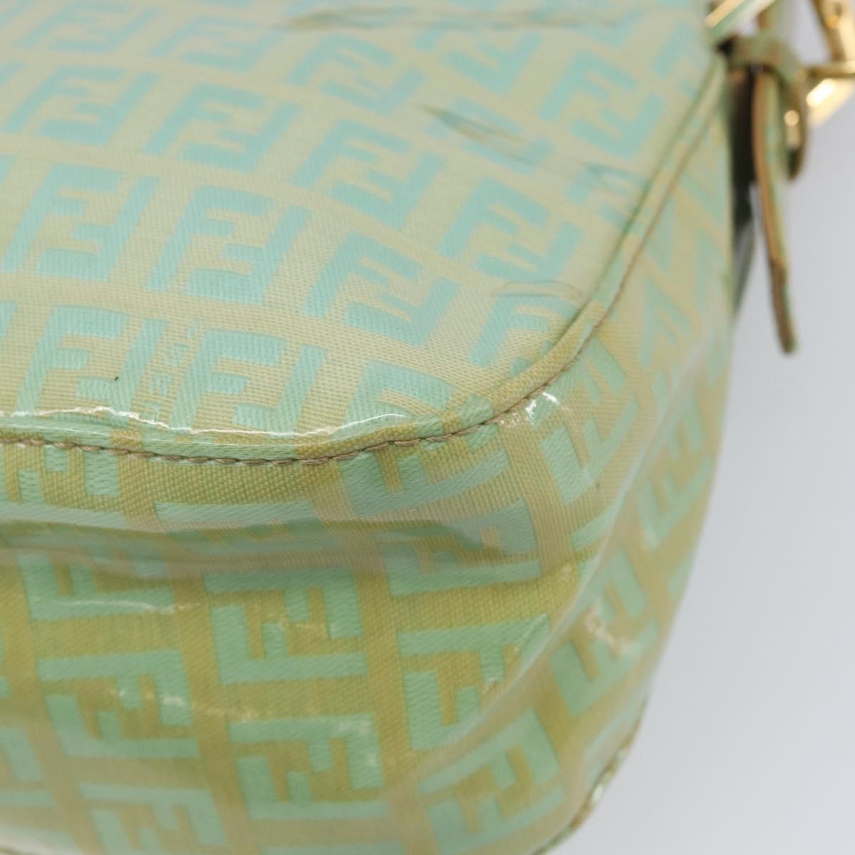 FENDI Zucchino Canvas Mamma Baguette Bag Coated Canvas Gold Green Auth 200946A