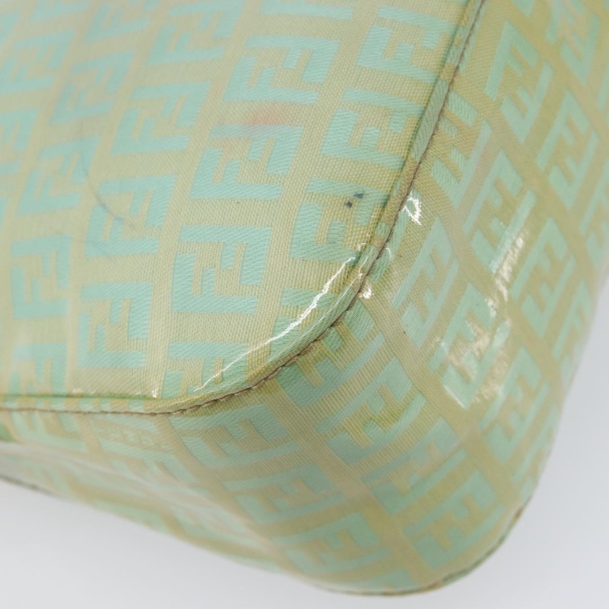 FENDI Zucchino Canvas Mamma Baguette Bag Coated Canvas Gold Green Auth 200946A