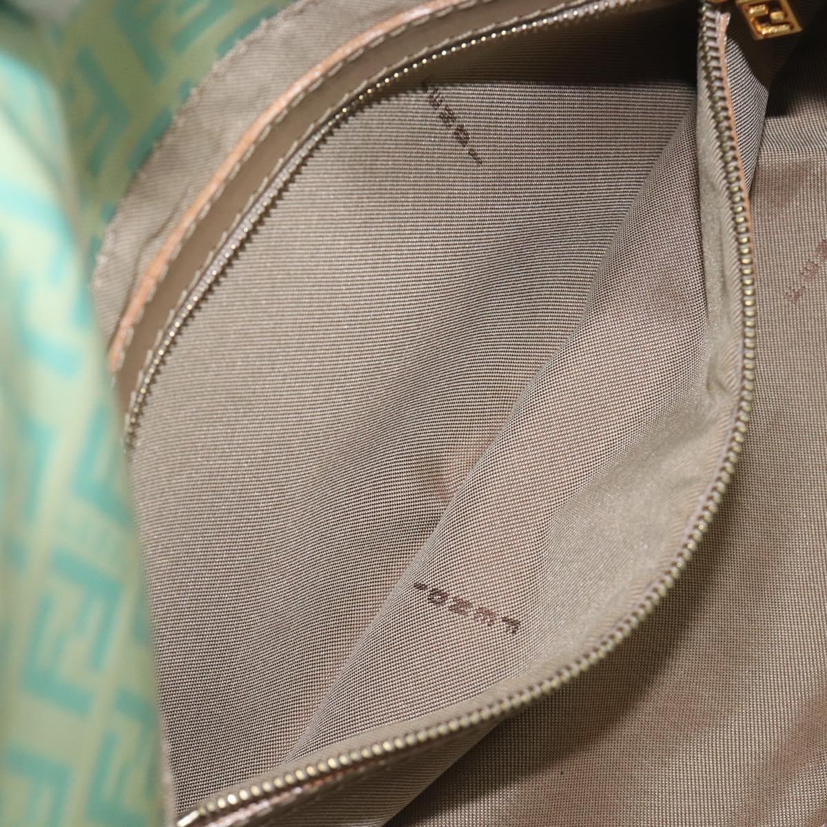 FENDI Zucchino Canvas Mamma Baguette Bag Coated Canvas Gold Green Auth 200946A