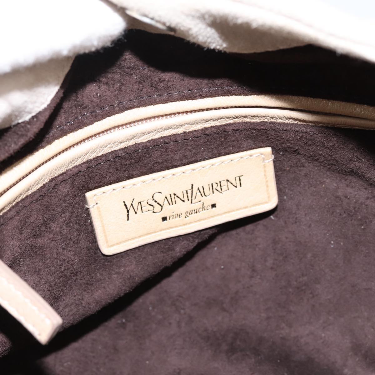 SAINT LAURENT Shoulder Bag Suede Gray Silver 112937 Auth 200947V