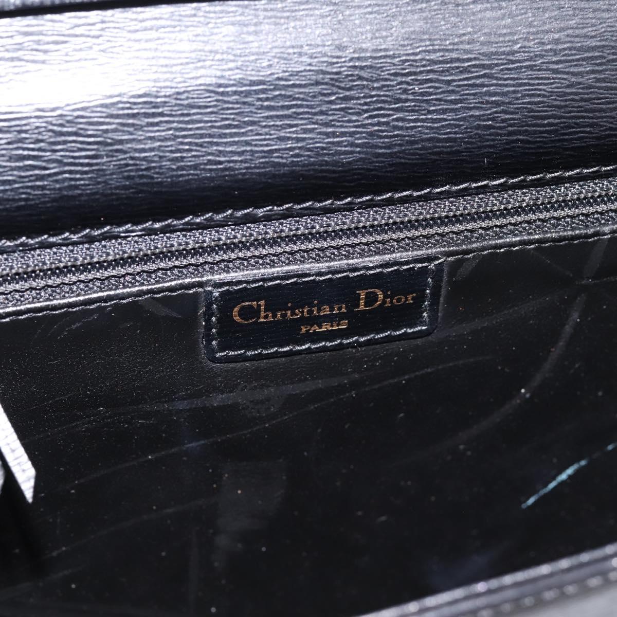 Christian Dior Shoulder Bag Leather Black Gold Auth 200949