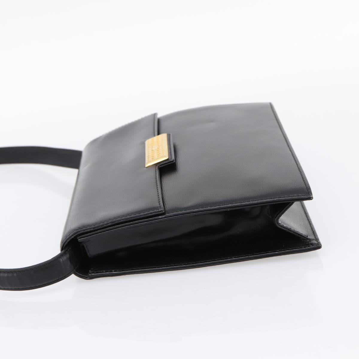 Christian Dior Shoulder Bag Leather Black Gold Auth 200949