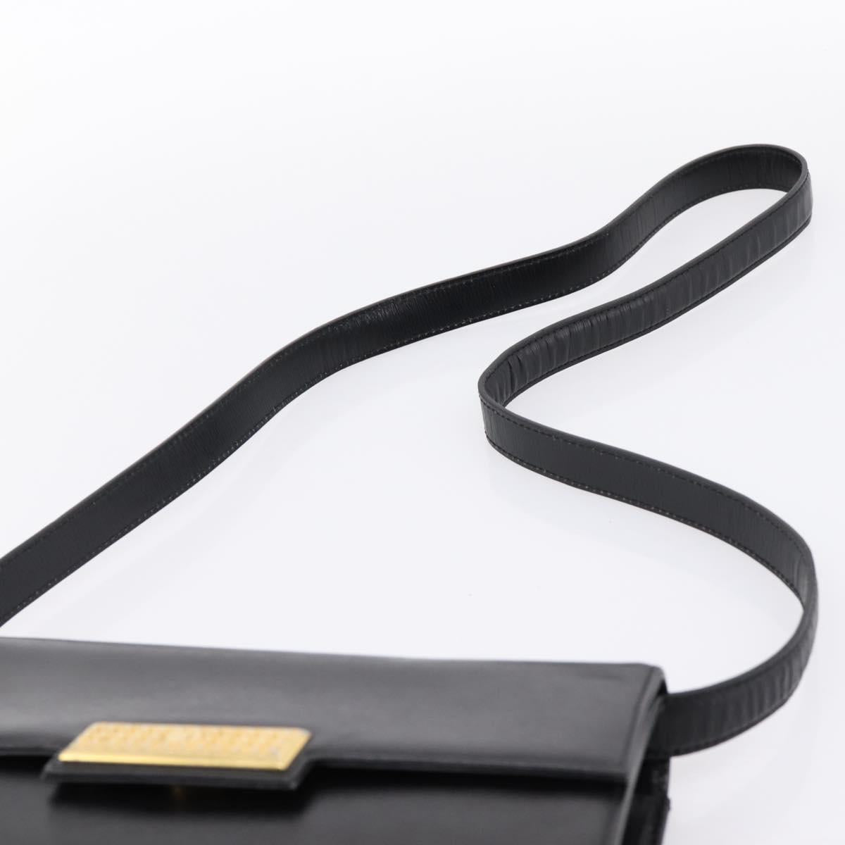 Christian Dior Shoulder Bag Leather Black Gold Auth 200949