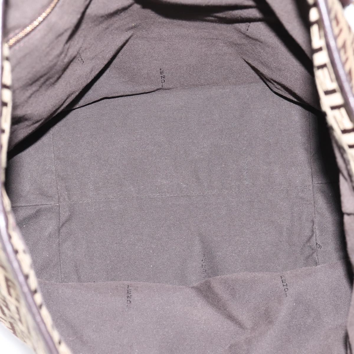 FENDI Zucchino Canvas Tote Bag Beige Gold Auth 200951V