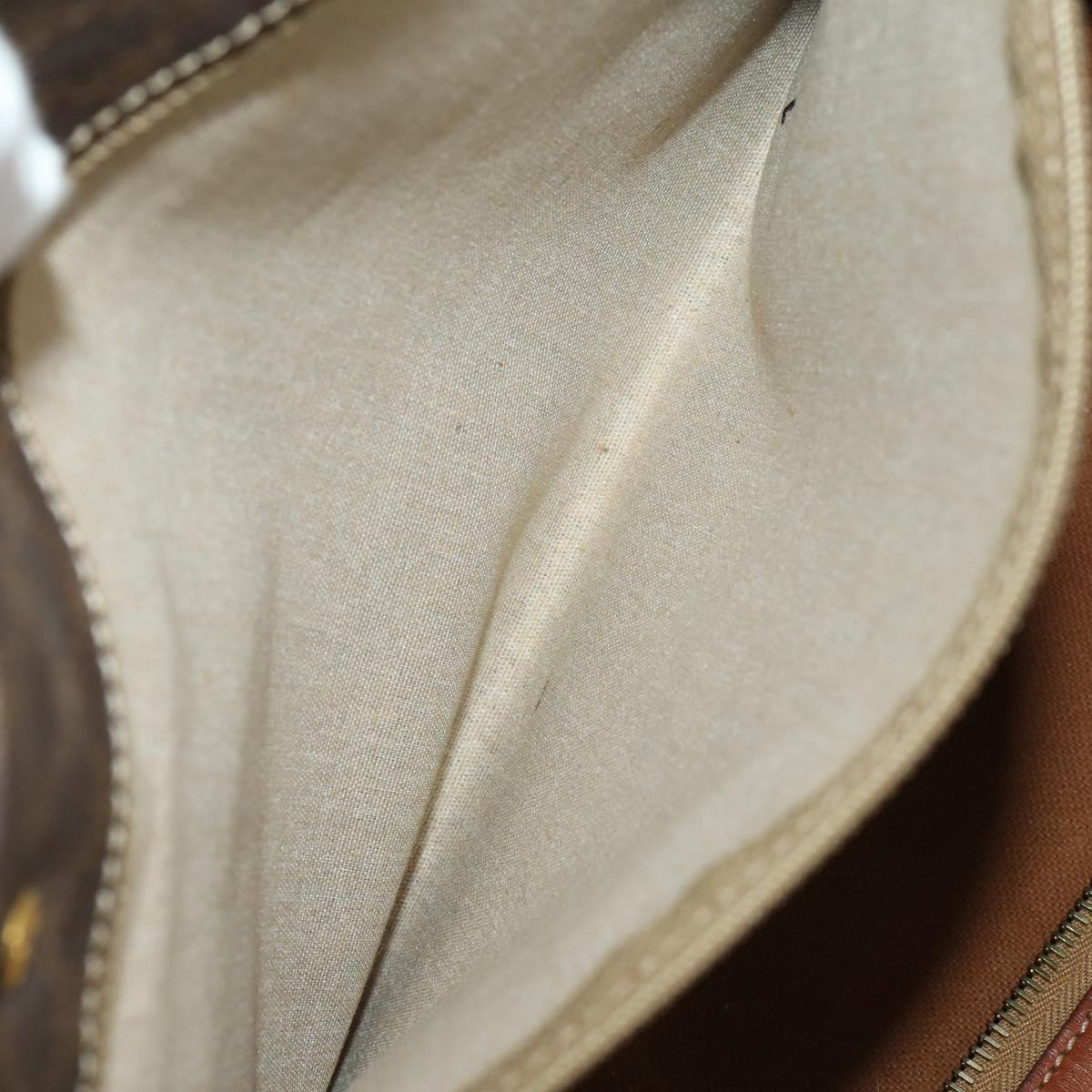 CELINE Macadam Canvas Boston Bag PVC Leather Brown Gold Auth 200952