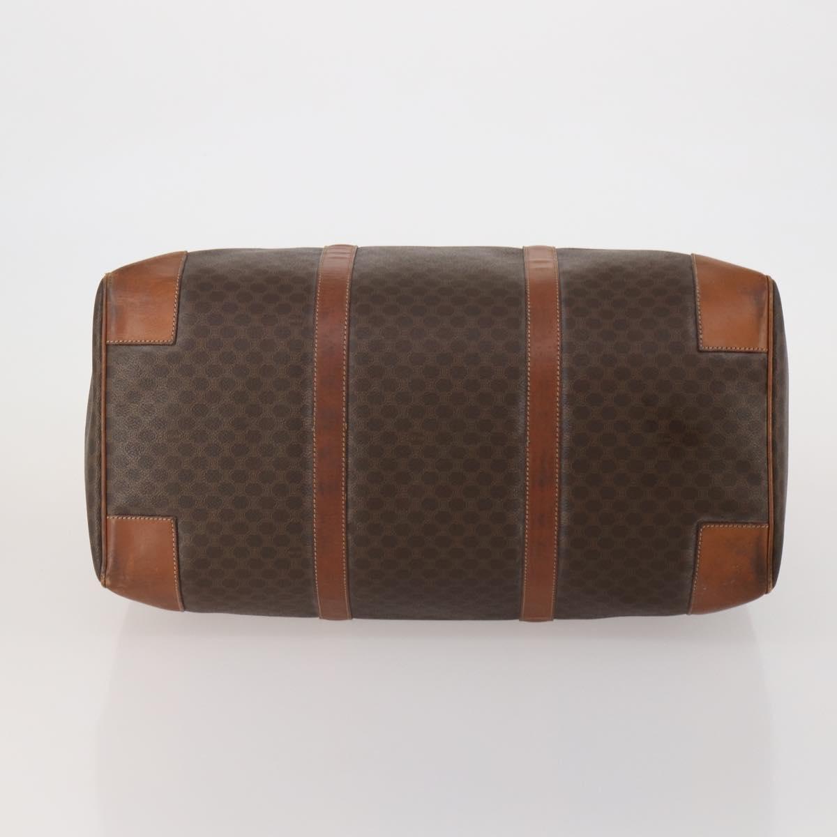 CELINE Macadam Canvas Boston Bag PVC Leather Brown Gold Auth 200952