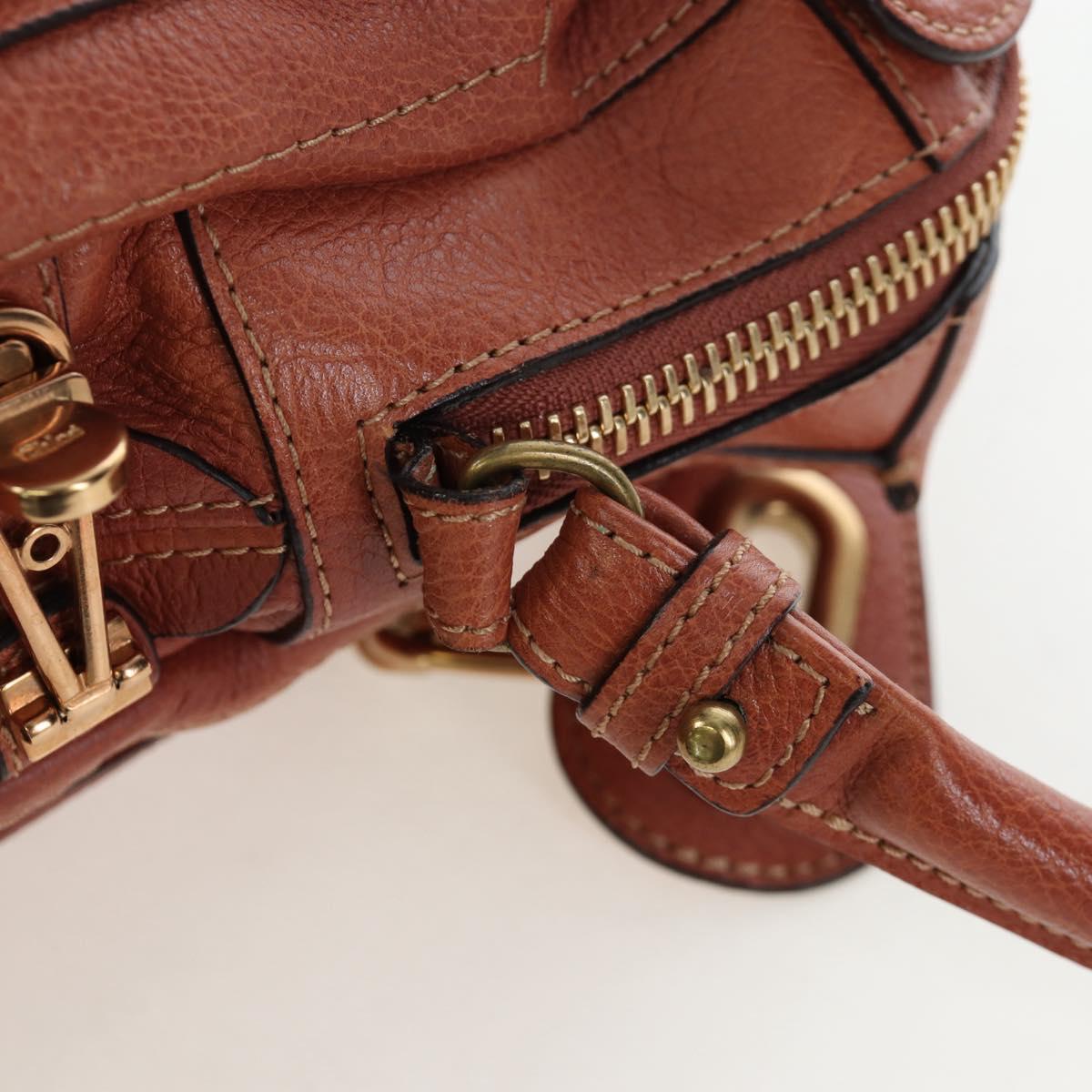 Chloe Paraty Hand Bag Leather 2way Brown Gold Auth 200955V