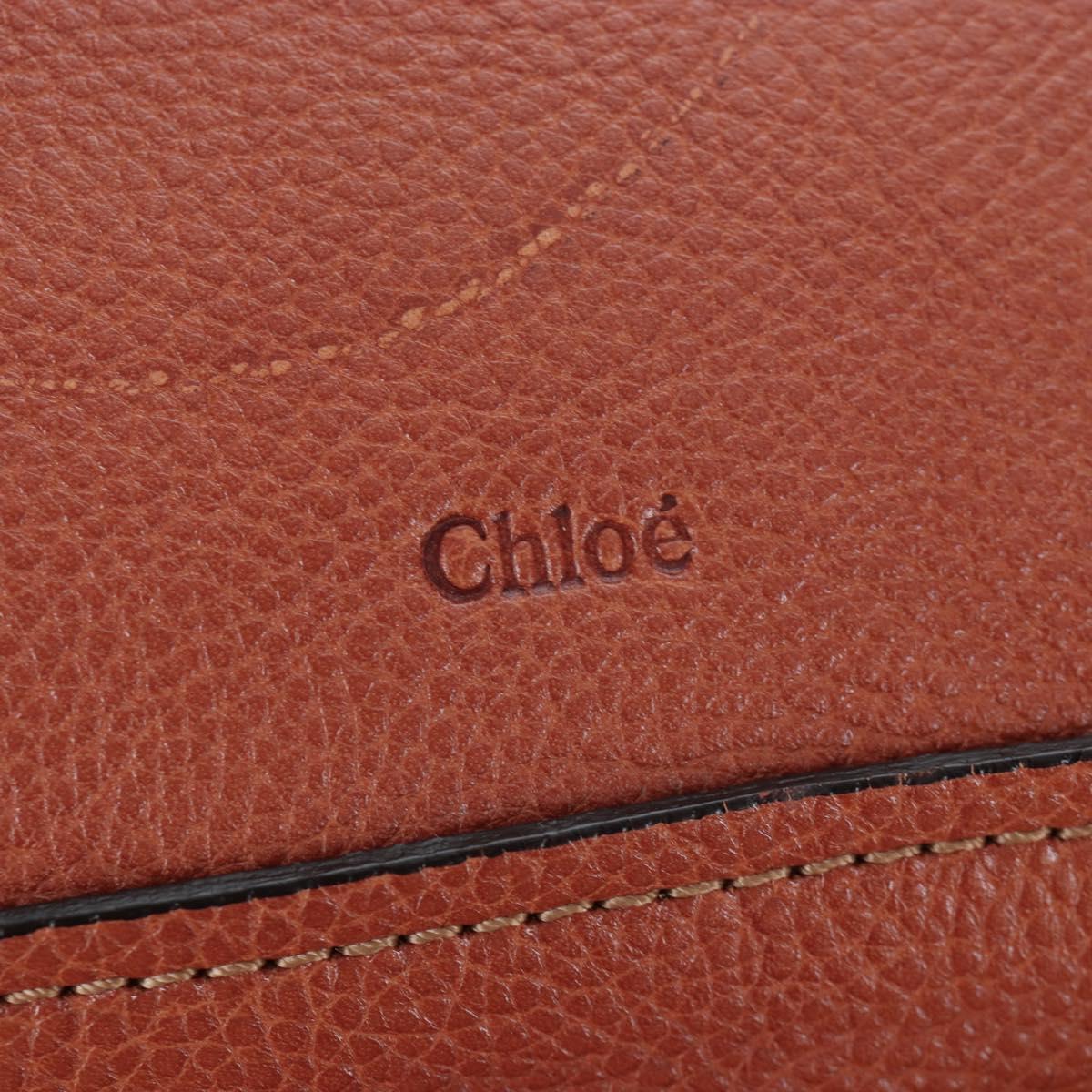 Chloe Paraty Hand Bag Leather 2way Brown Gold Auth 200955V