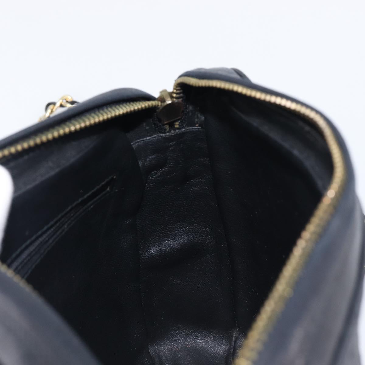 CHANEL Matelasse Chain Shoulder Bag Lamb Skin Black Gold CC Auth 200959V