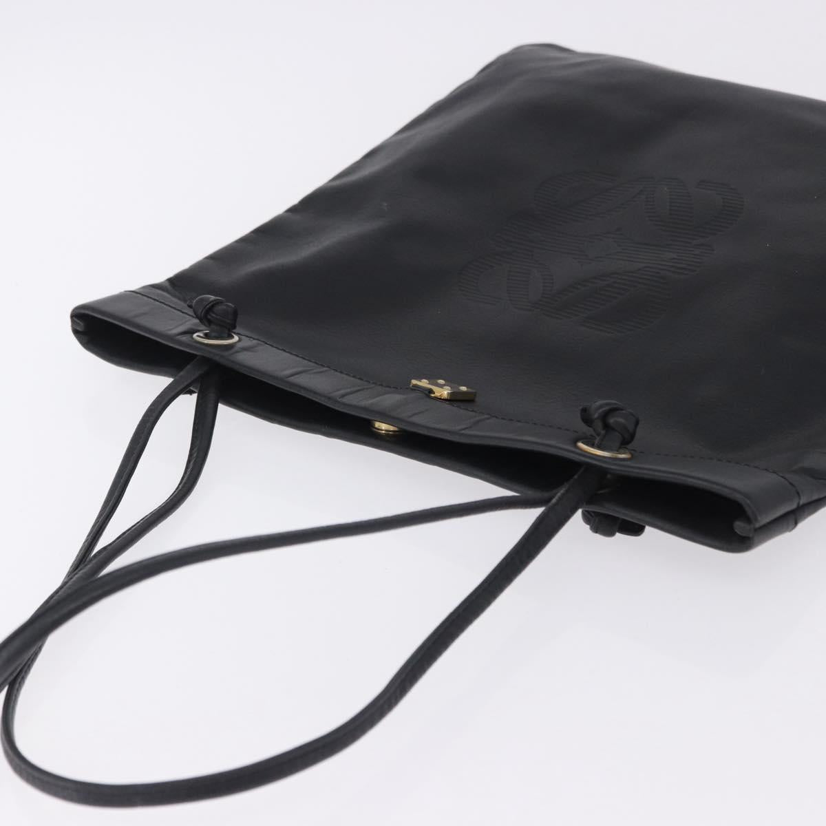 LOEWE Tote Bag Leather Black Gold Auth 200960