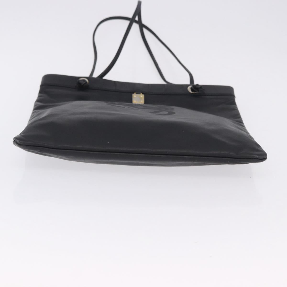 LOEWE Tote Bag Leather Black Gold Auth 200960