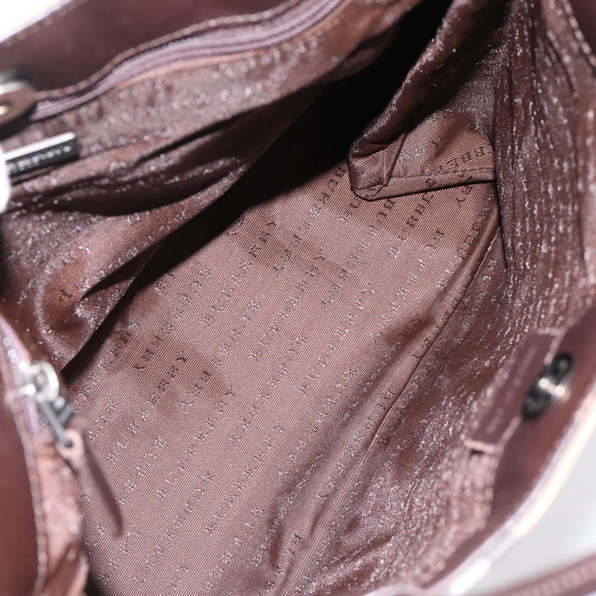 BURBERRY Nova Check Hand Bag PVC Beige Silver Auth 200962