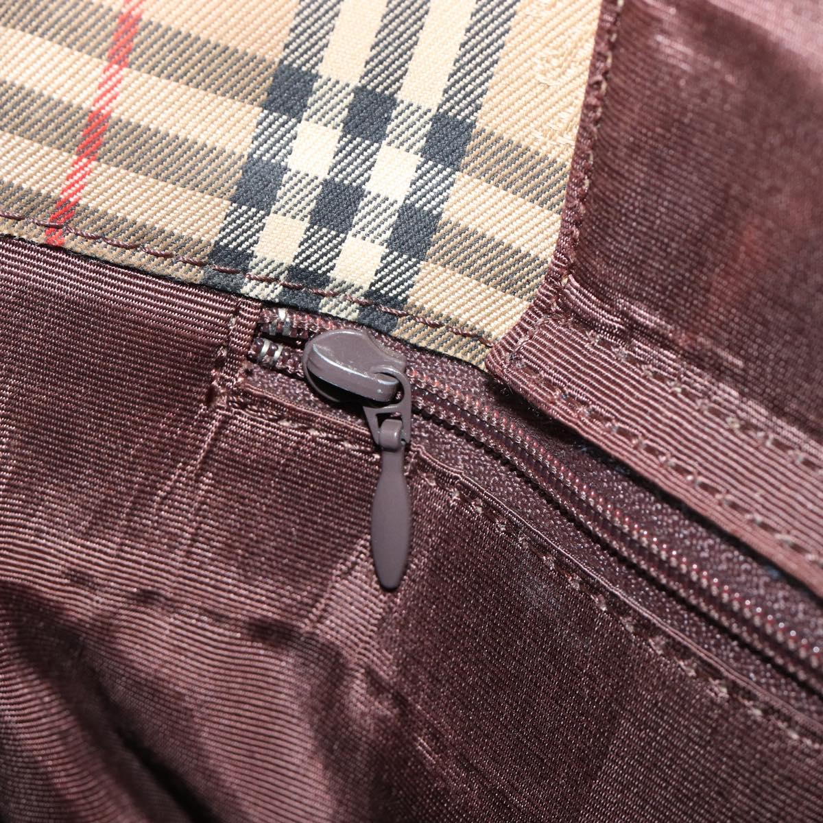 BURBERRY Nova Check Tote Bag Canvas Beige Gold Auth 200966