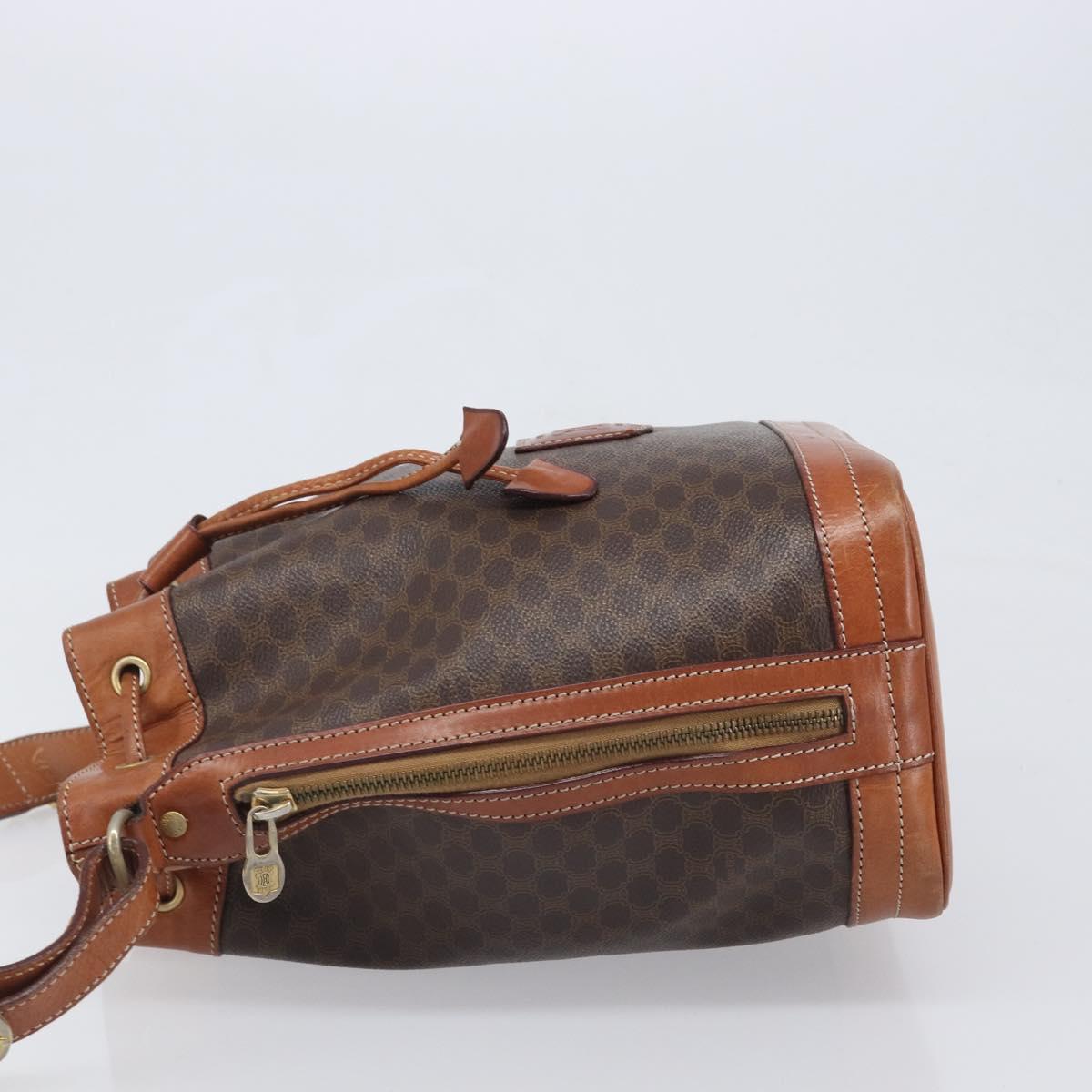 CELINE Macadam Canvas Shoulder Bag PVC Leather Brown Gold Auth 200971