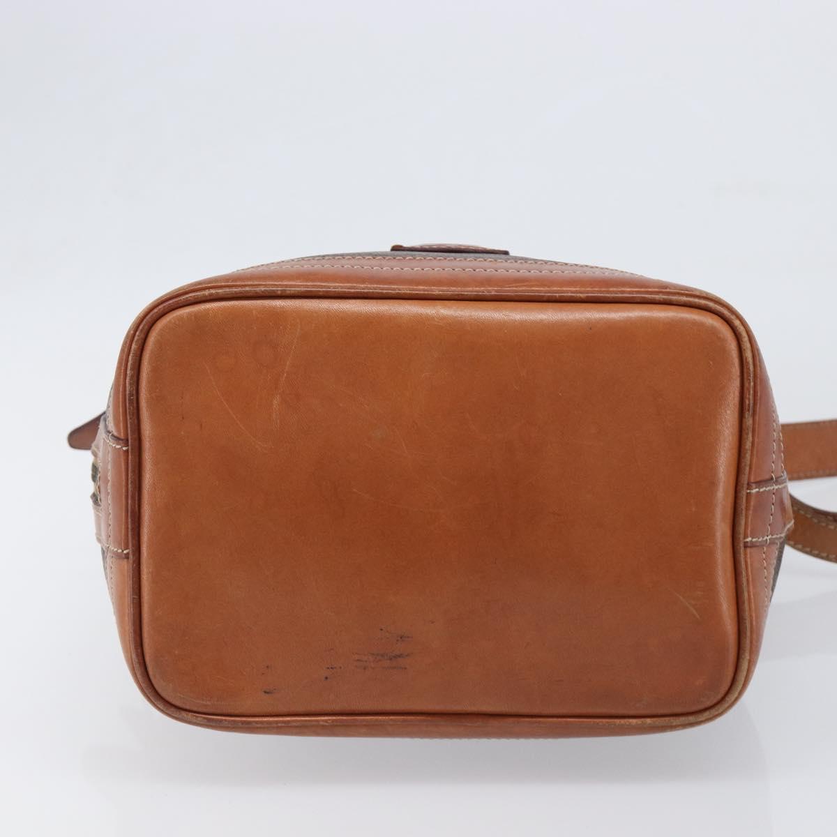 CELINE Macadam Canvas Shoulder Bag PVC Leather Brown Gold Auth 200971