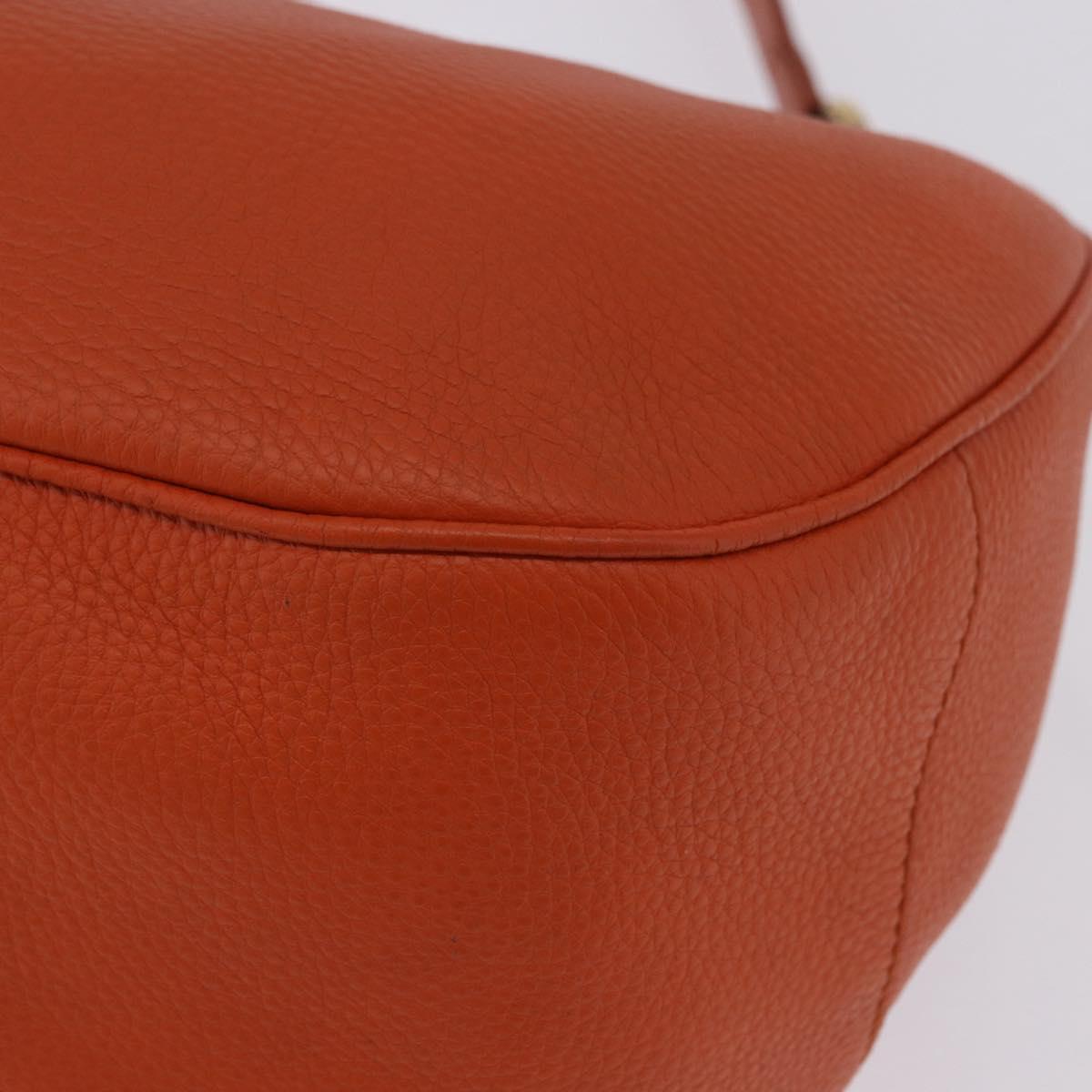 PRADA Shoulder Bag Vittero Dino Leather Orange Gold Auth 200974SAM