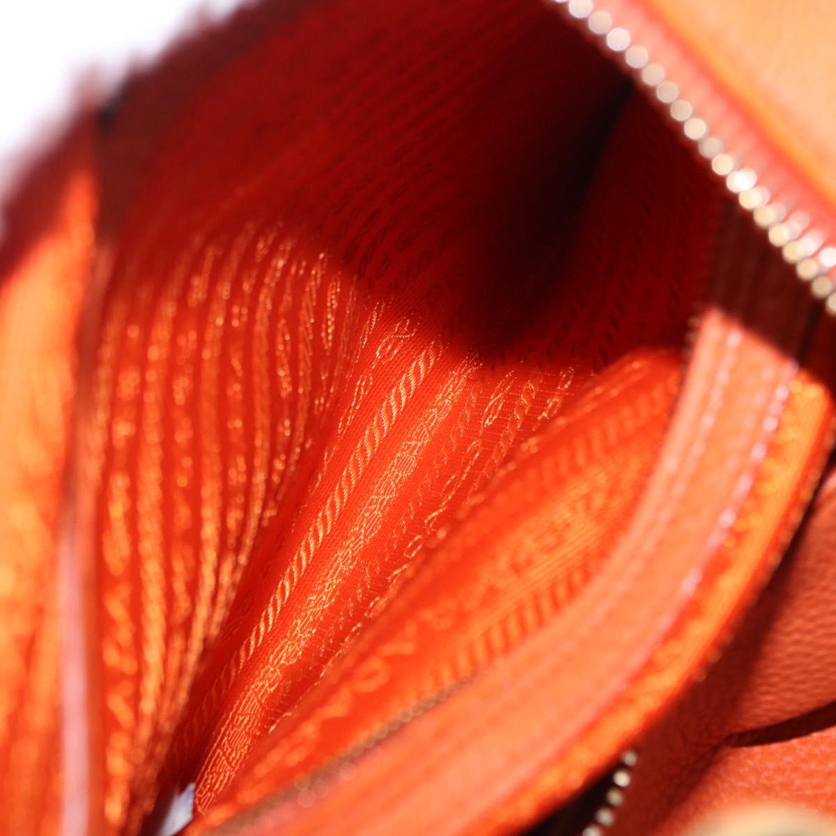 PRADA Shoulder Bag Vittero Dino Leather Orange Gold Auth 200974SAM