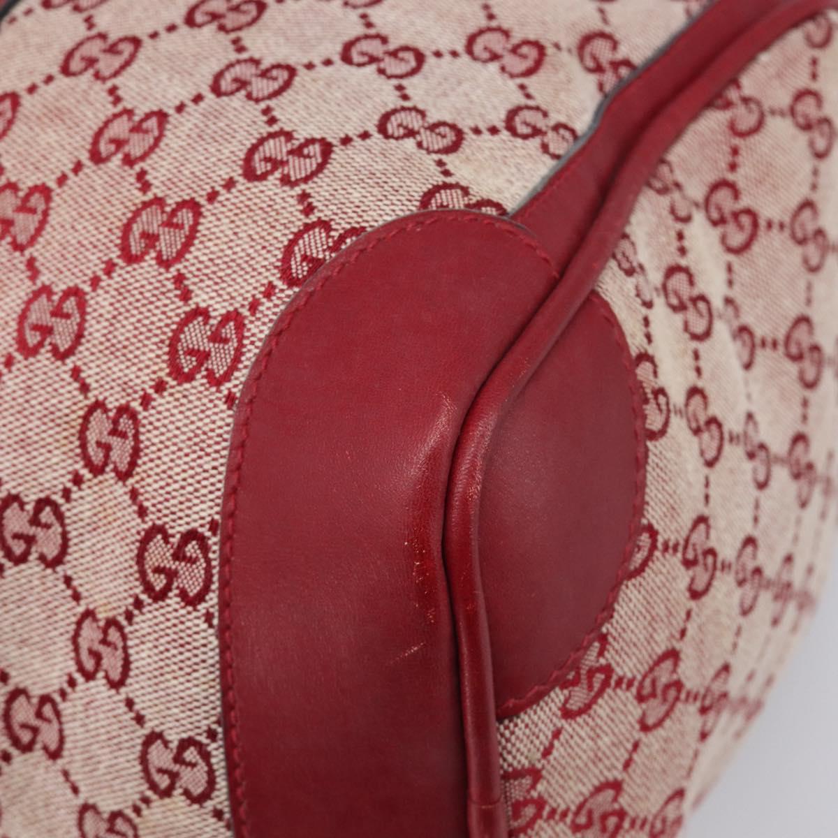 GUCCI GG Canvas Sherry Line Boston Bag Red Gold Auth 200975
