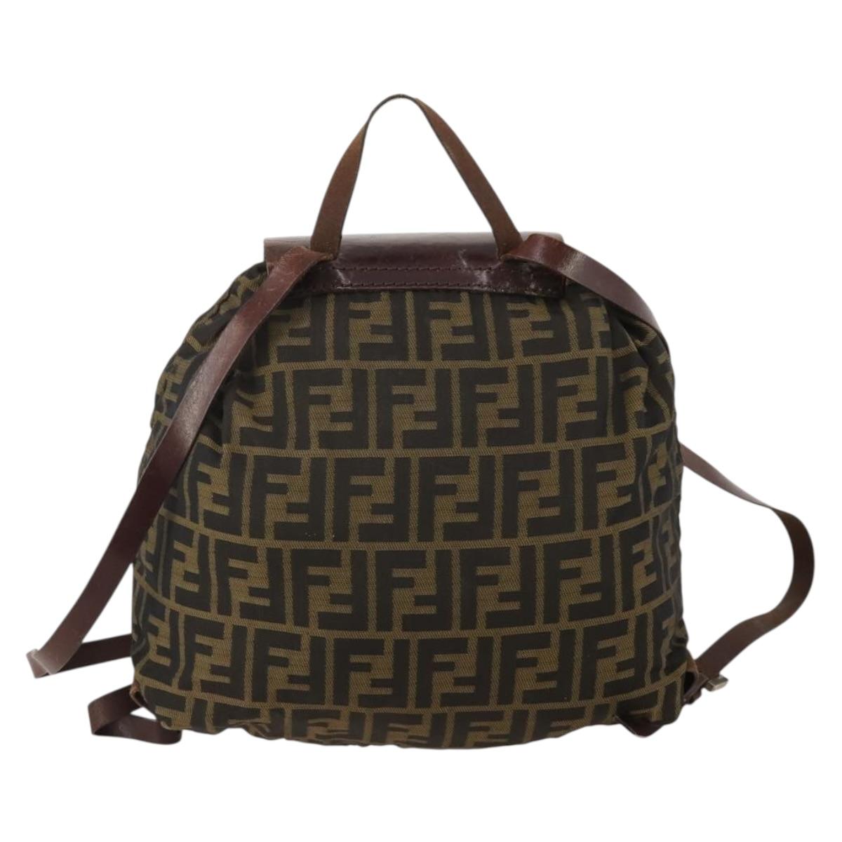 FENDI Zucca Canvas Backpack Black Brown Auth 200977