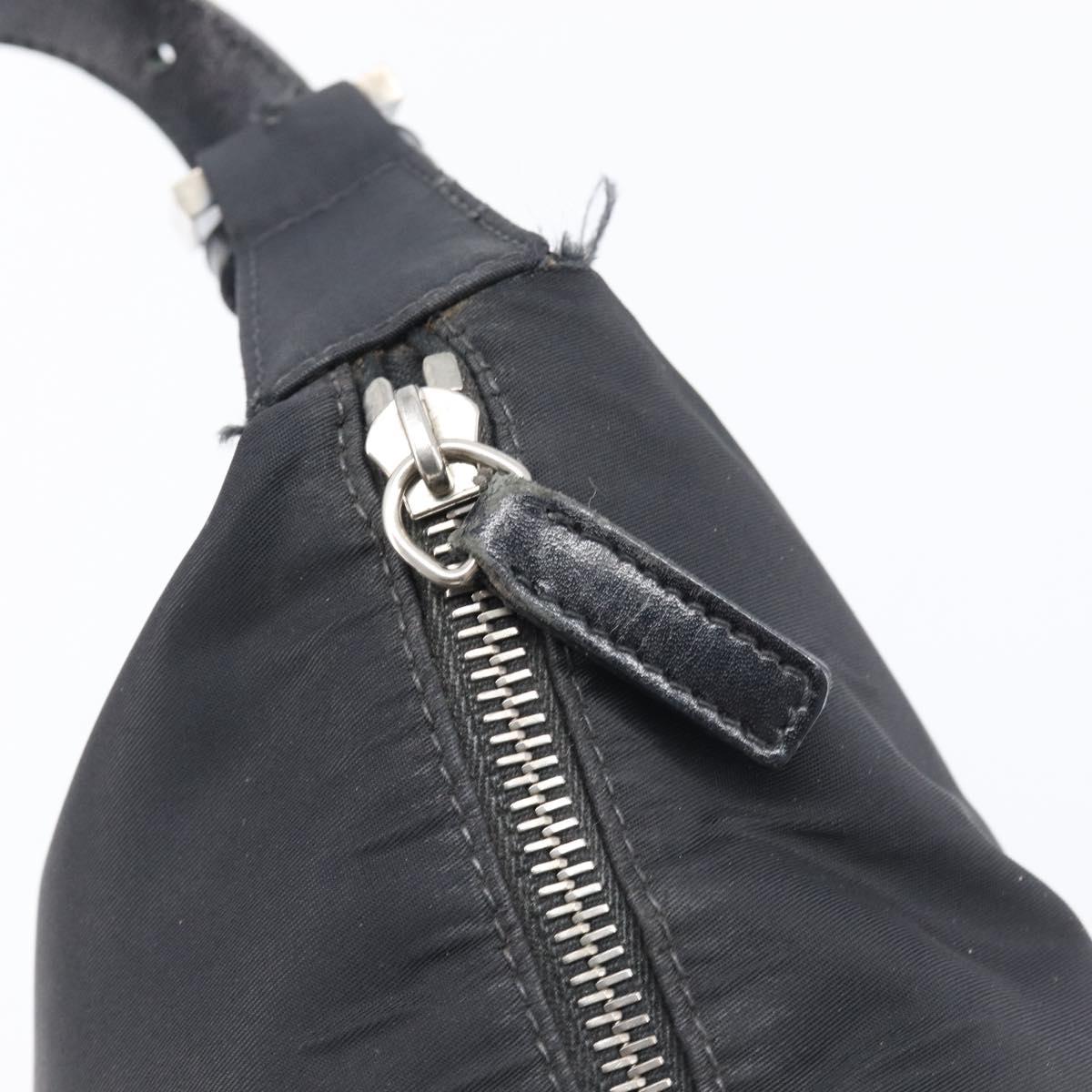 FENDI Shoulder Bag Nylon Black Silver Auth 200978