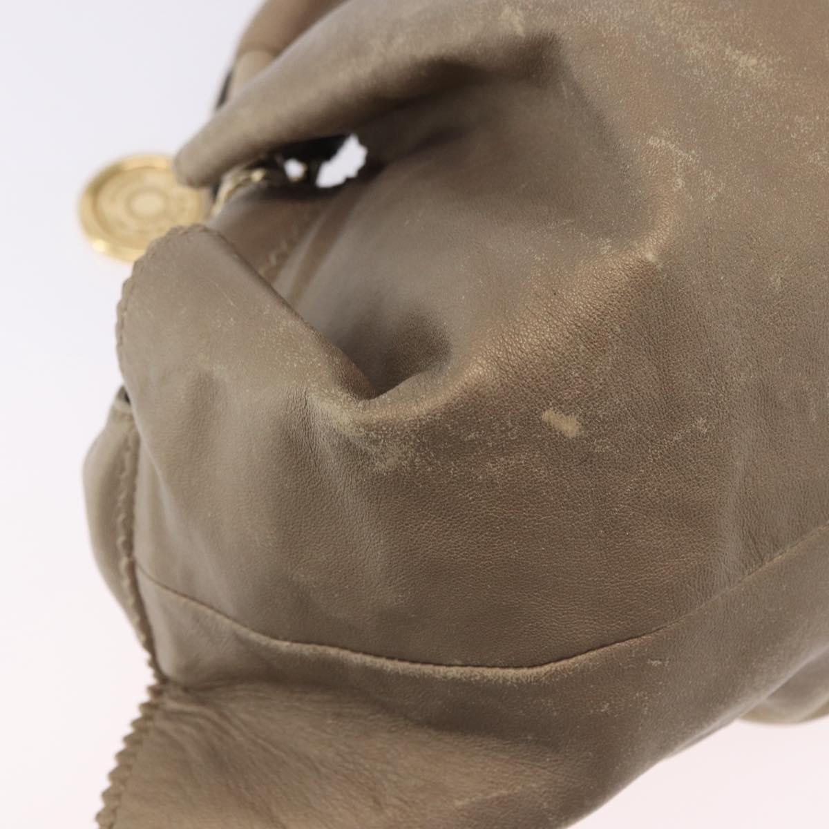 LOEWE Hand Bag Leather Gold Auth 200979