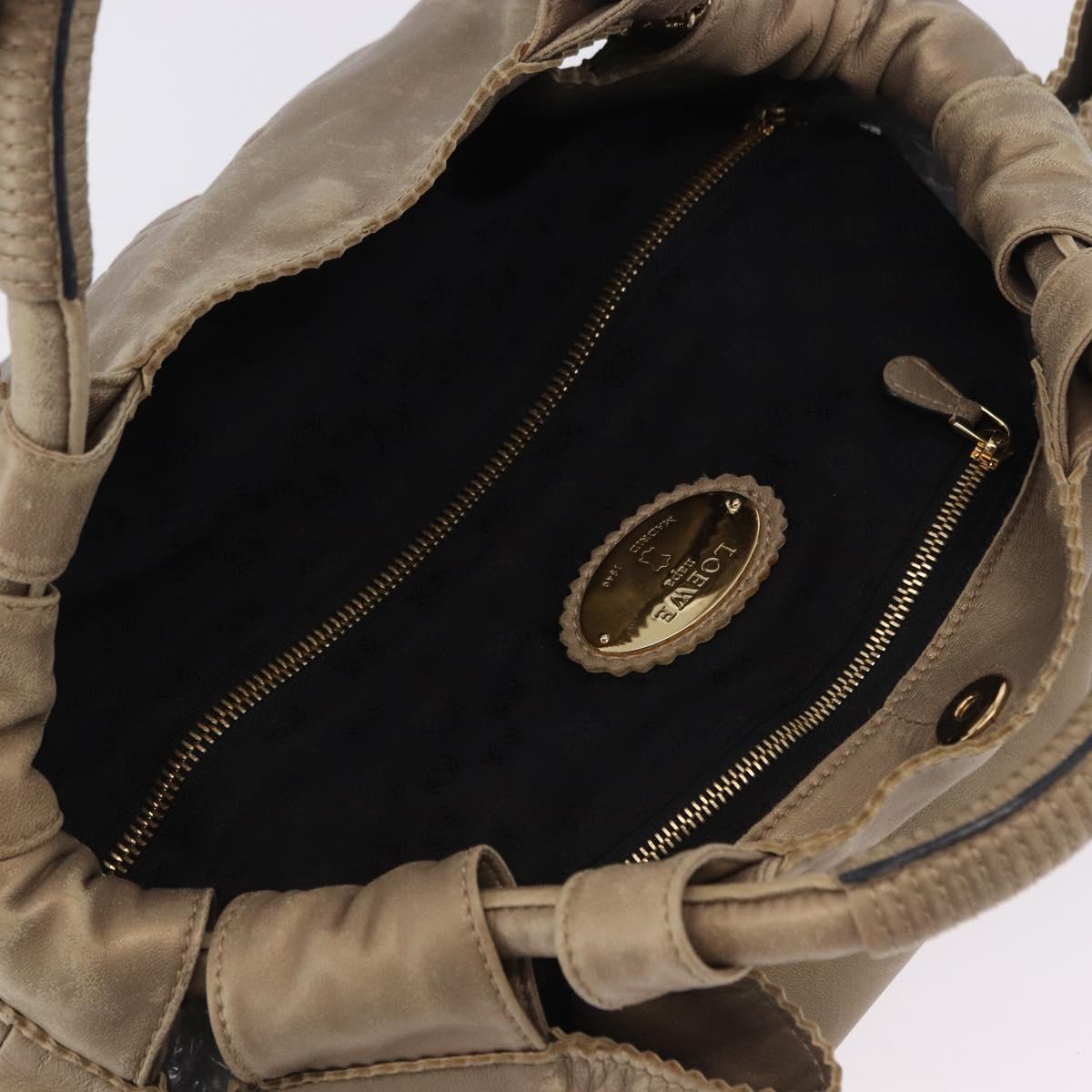 LOEWE Hand Bag Leather Gold Auth 200979