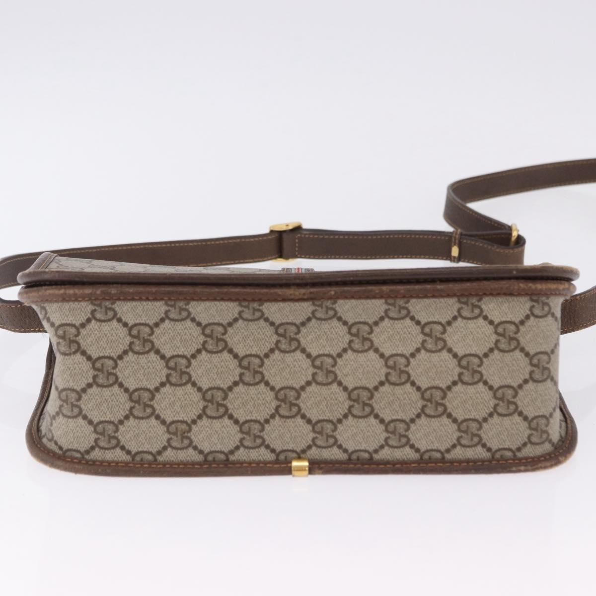 GUCCI GG Supreme Web Sherry Line Bag PVC Beige Gold 001 104 0551 Auth 200981