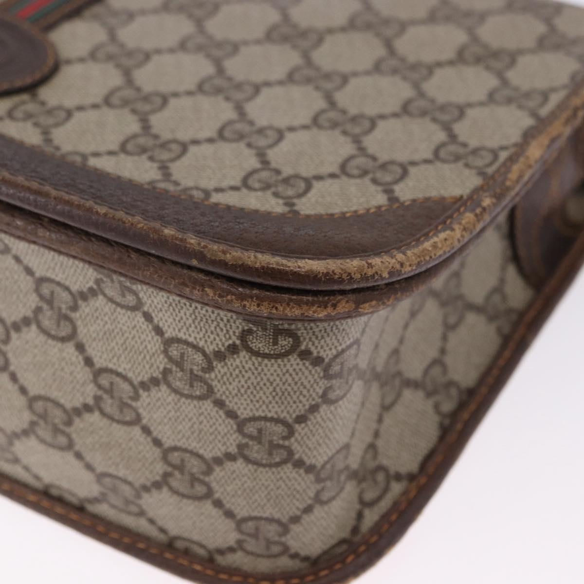 GUCCI GG Supreme Web Sherry Line Bag PVC Beige Gold 001 104 0551 Auth 200981