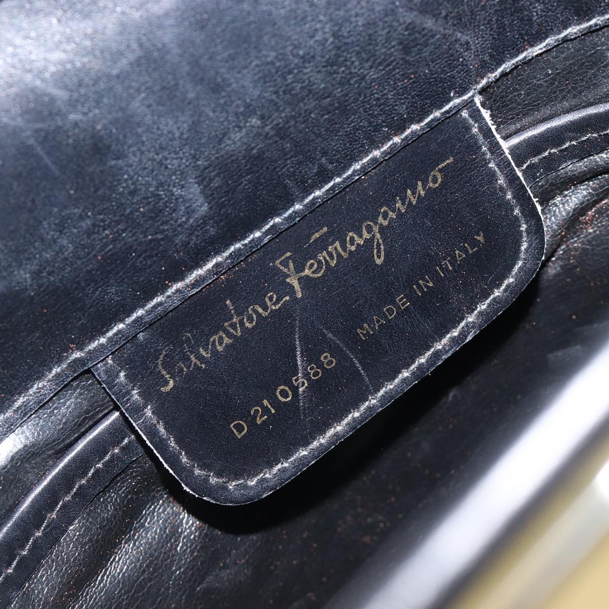 Salvatore Ferragamo Vala Shoulder Bag Leather Black Gold Auth 200983