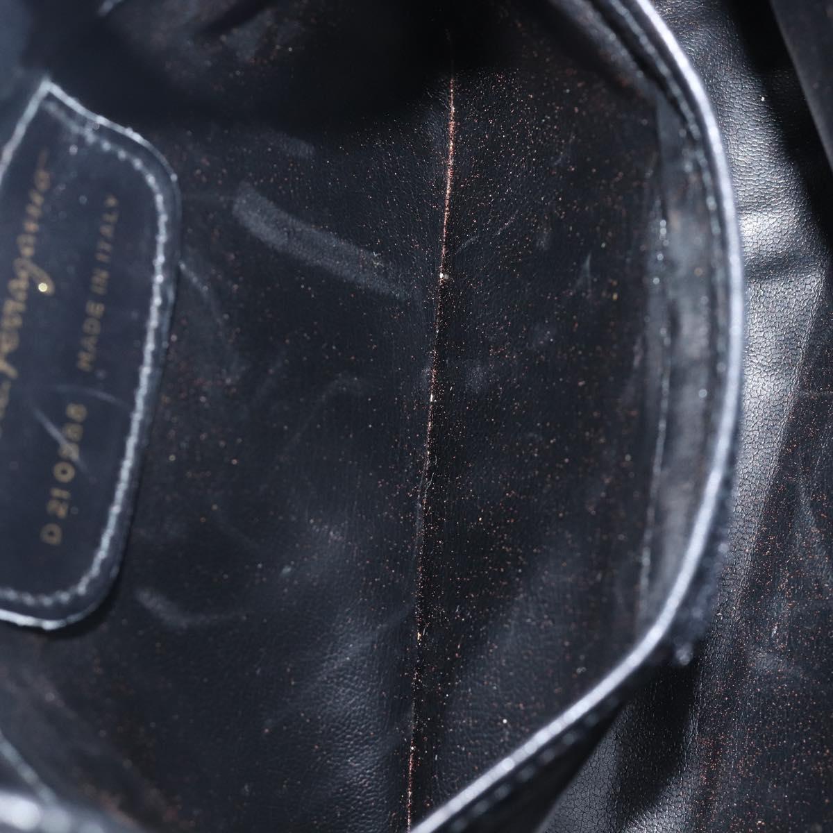 Salvatore Ferragamo Vala Shoulder Bag Leather Black Gold Auth 200983