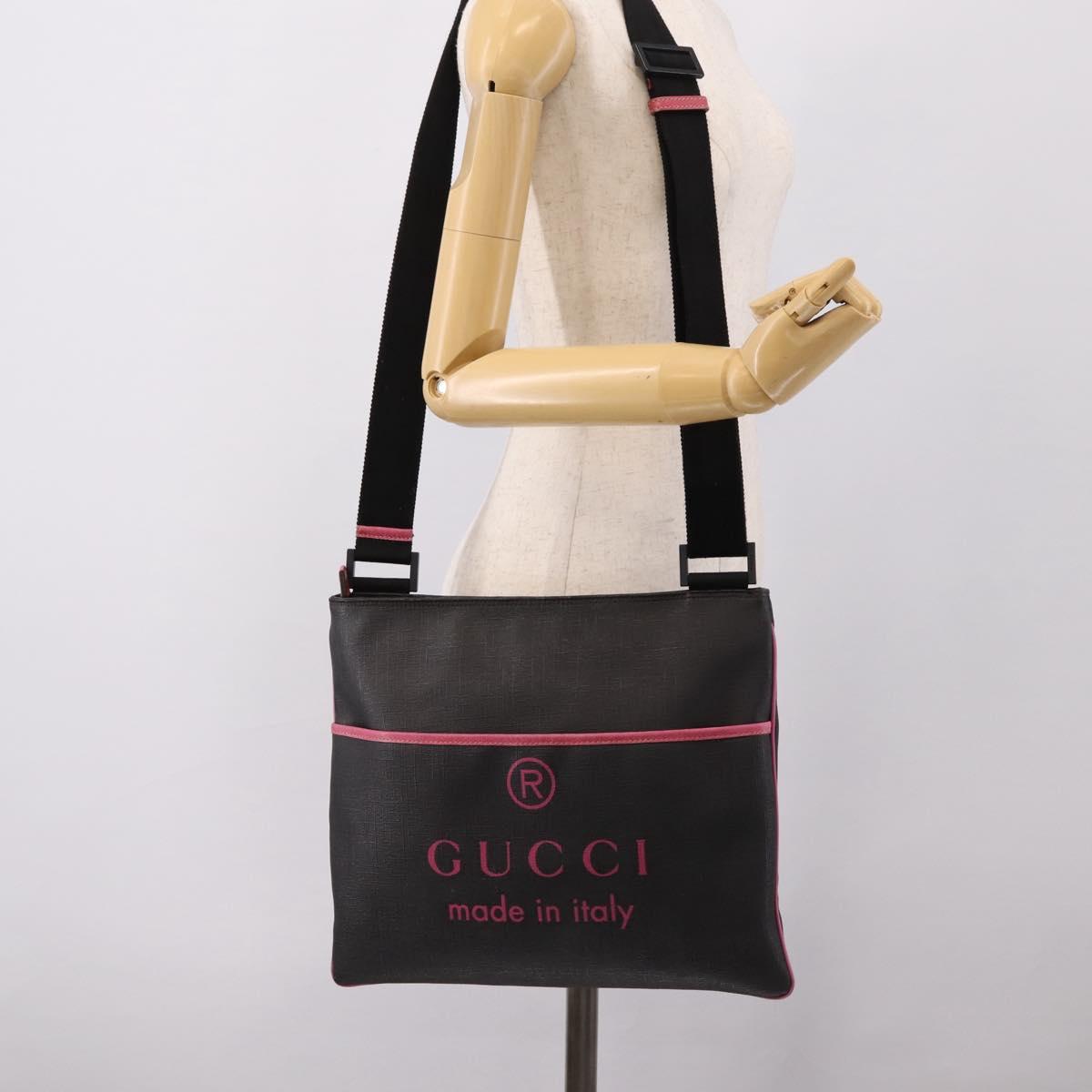 GUCCI Shoulder Bag PVC Black Silver 162904 Auth 200985V
