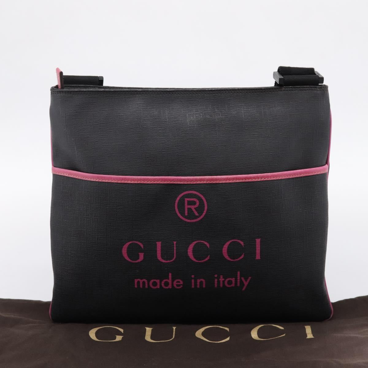 GUCCI Shoulder Bag PVC Black Silver 162904 Auth 200985V
