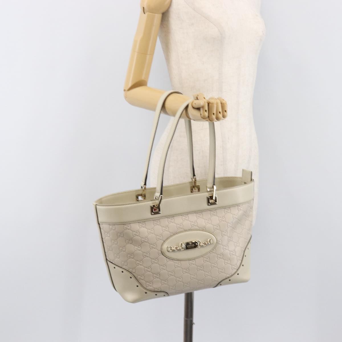 GUCCI GG Canvas Guccissima Tote Bag Leather Ivory Gold 145993 Auth 200986V