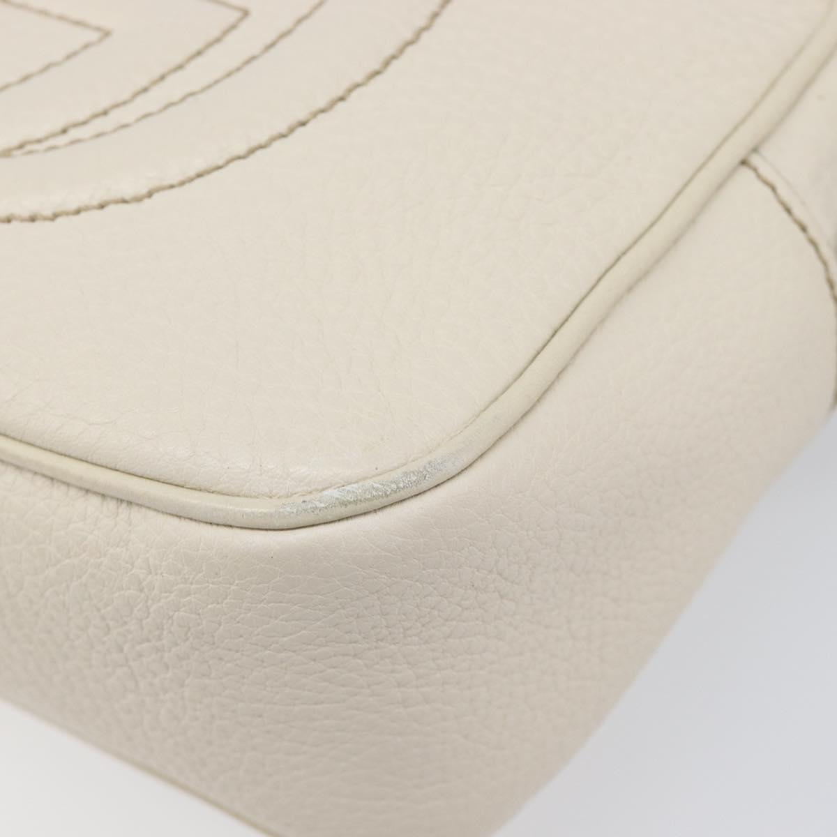 GUCCI Shoulder Bag Leather White Gold 308364 Auth 200987V