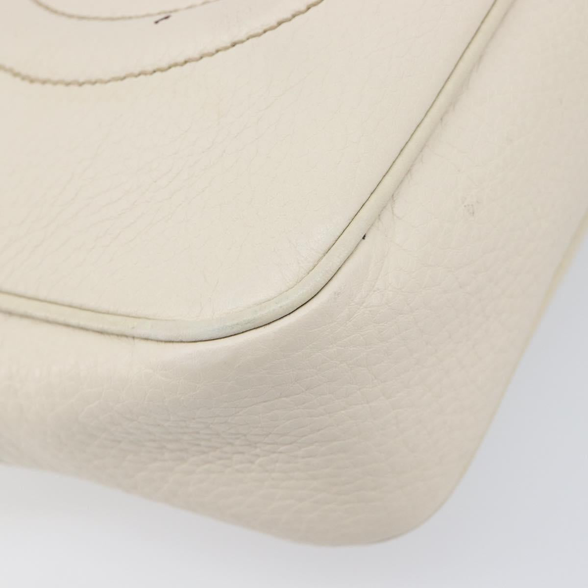 GUCCI Shoulder Bag Leather White Gold 308364 Auth 200987V