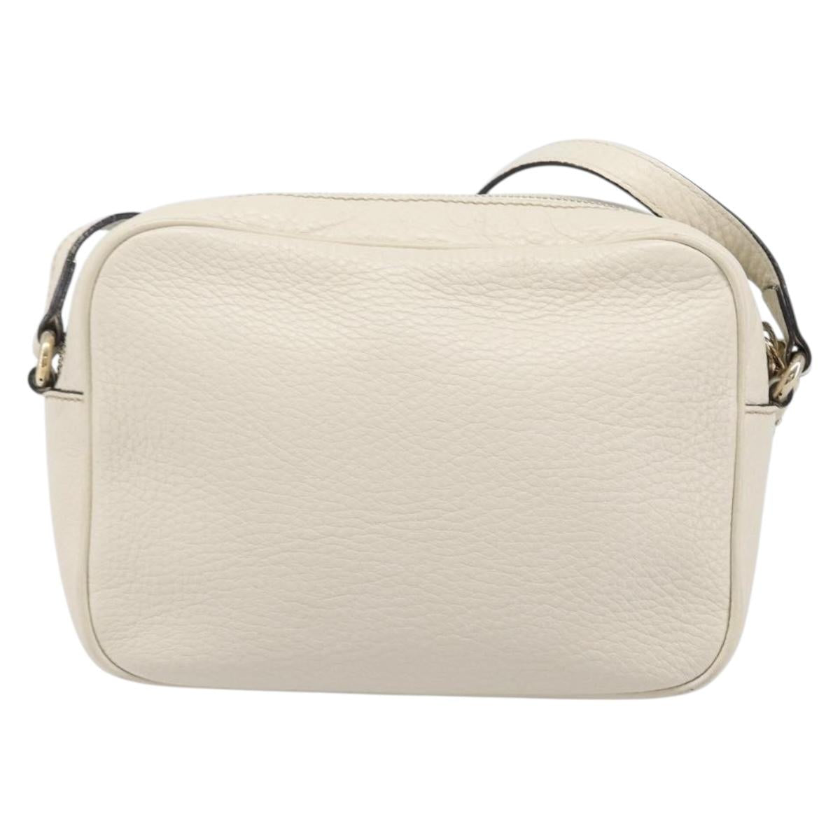 GUCCI Shoulder Bag Leather White Gold 308364 Auth 200987V